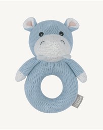 Living Textiles - Knitted Ring Rattle - Henry the Hippo