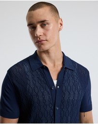 Calibre - Cable Short Sleeve Knit Shirt Royal Blue