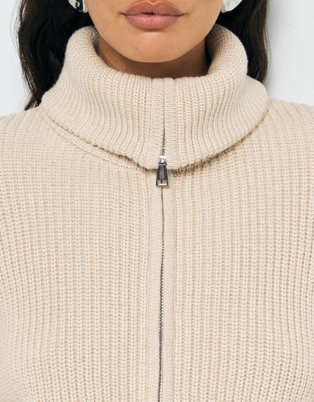 AERE - Clea Organic Cotton Zip Cardigan