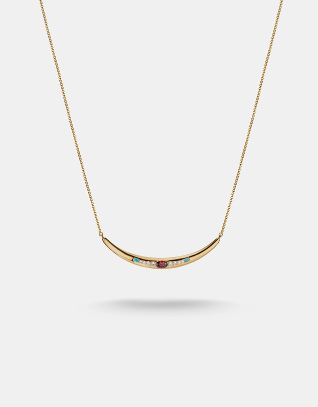 THOMAS SABO - THOMAS SABO Half-Form Necklace with Red Zirconia Stone