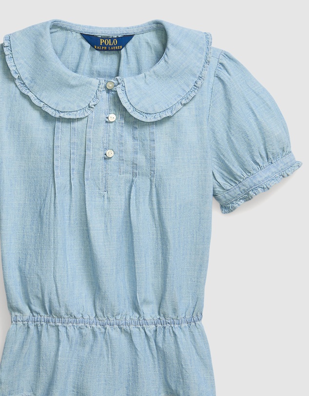 Polo Ralph Lauren - Indigo Cotton Chambray Peplum Top - ICONIC EXCLUSIVE - Teens