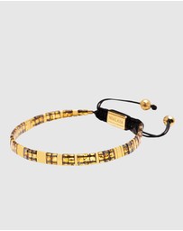 Nialaya Jewellery - Women's Bracelet with Marbled Amber and Gold Miyuki Tila Beads