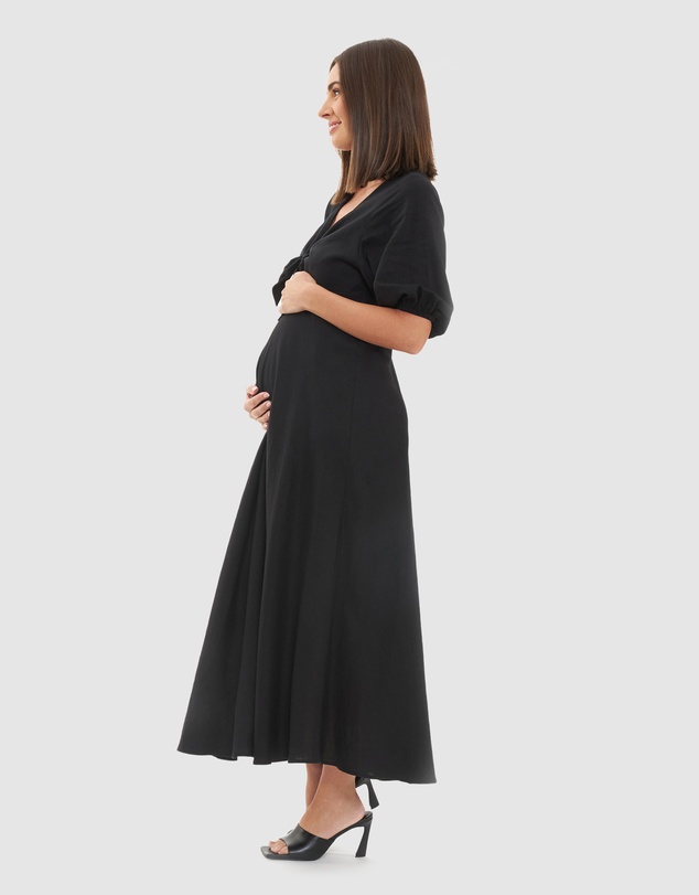 Ripe Maternity - Camille Tie Front Linen Dress