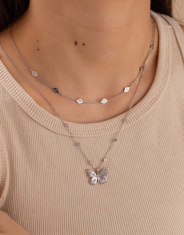Wanderlust + Co - Butterfly Rainbow & Silver Necklace