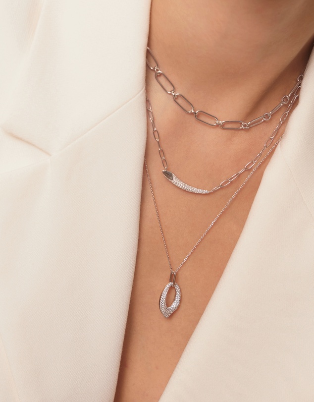 Ania Haie - Ania Haie Silver Pave Bar Chain Necklace