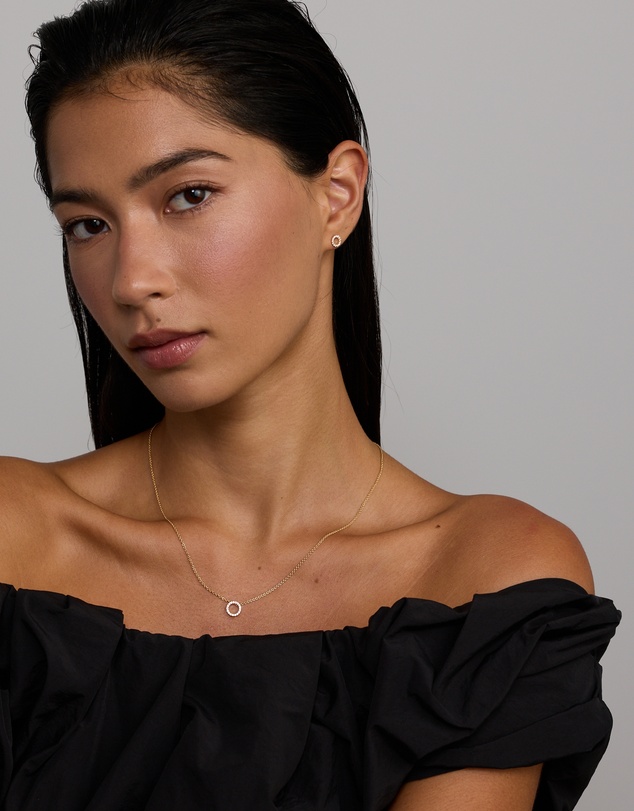 Michael Hill - Circle Necklace & Earring Set in 18kt Vermeil with Cubic Zirconia