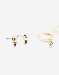 Lovisa - Gold Oval Stud & Hoop Earrings 3-Pack