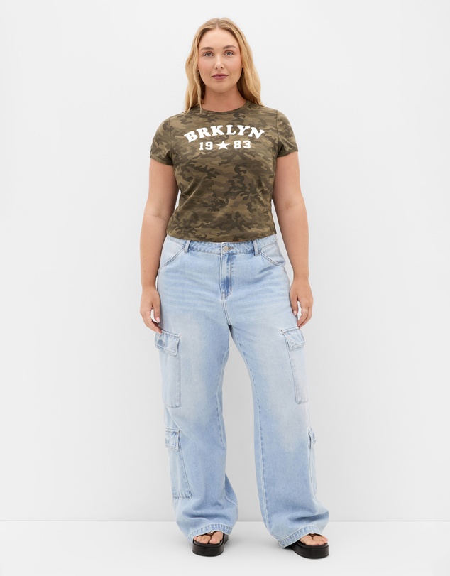City Chic - Micro Camo Print Tee
