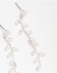 Lovisa - Silver Plated Long Swirling Cubic Zirconia Vine Drop Earrings