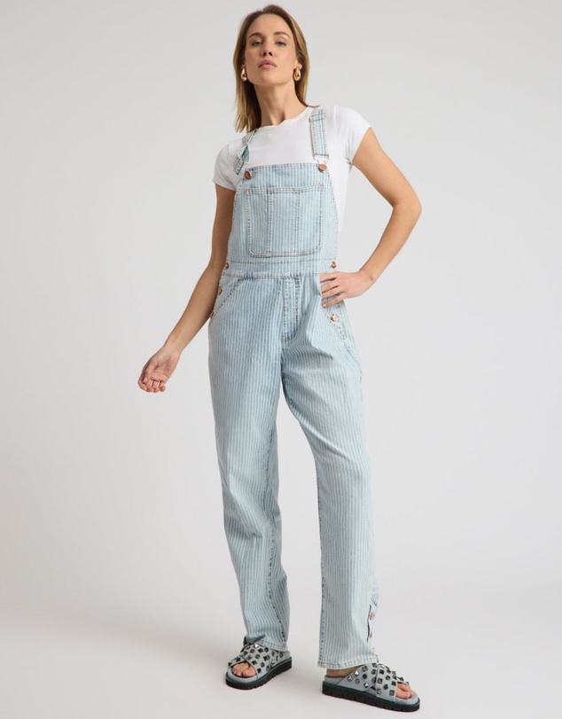 ONE TEASPOON - Painters Classic Long Length Denim Overalls - Summer Stripe