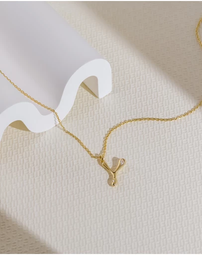 Wanderlust + Co - Alphabet Bubble Pendant Necklace - Letter Y