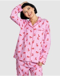 Sant And Abel - Women's Reindeer Pink Long PJ Set