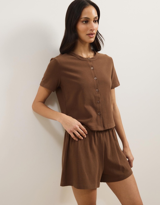 Atmos&Here - Belle Short Sleeve Button Up Shorts Set