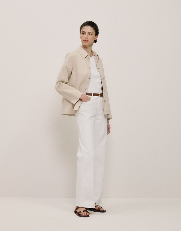 Trenery - Garment Dyed Denim Pocket Detail Jacket in Sandstone