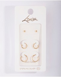 Lovisa - Gold Plated Sterling Silver Stud & Hoop Pack Earring