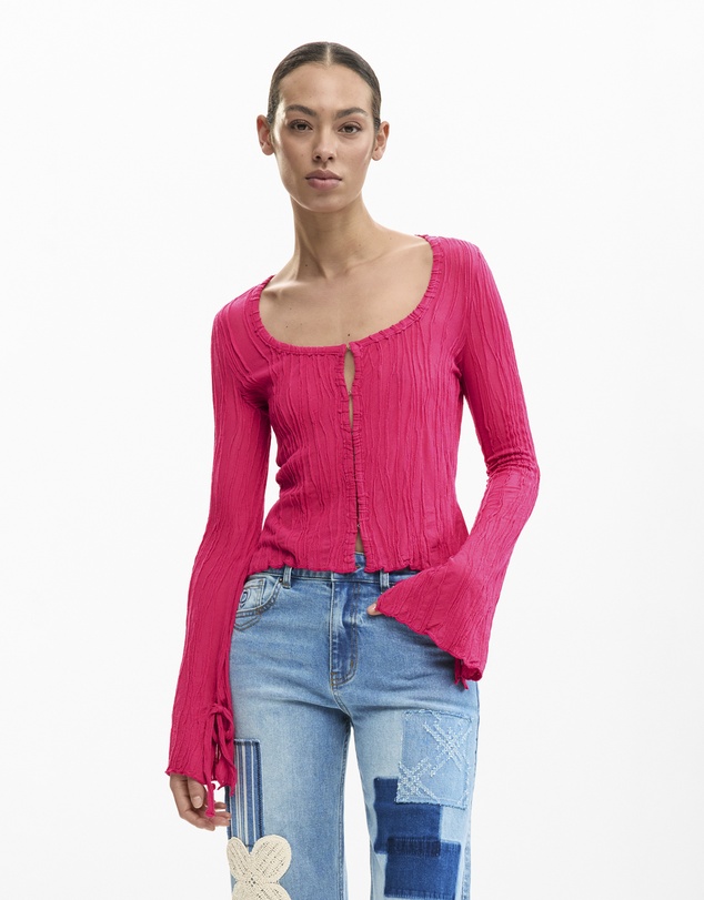 Desigual - T-shirt with snap buttons and tie