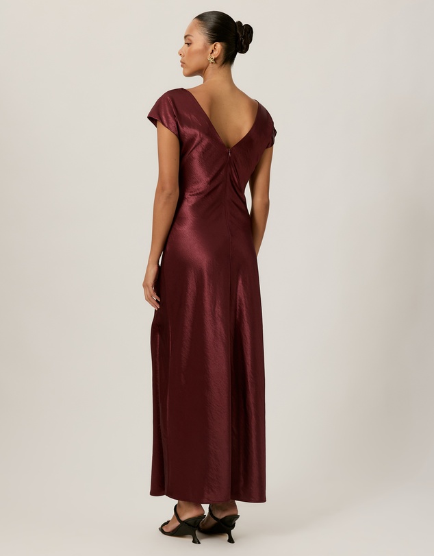 Tussah - Amy Boat Neck Satin Midi Dress
