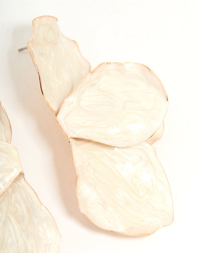 Lovisa - Gold Cream Enamel Organic Flower Stud Earrings