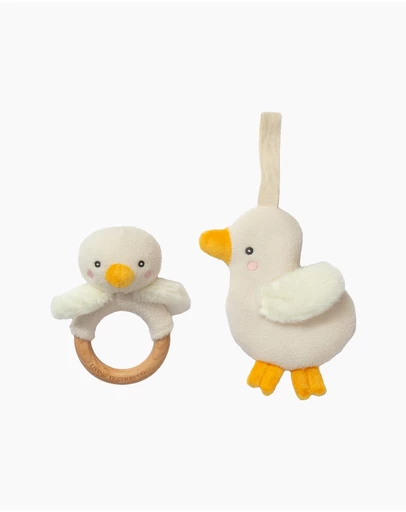 Living Textiles - Teething Ring & Dummy Chain Gift Set - Goosey Goosey