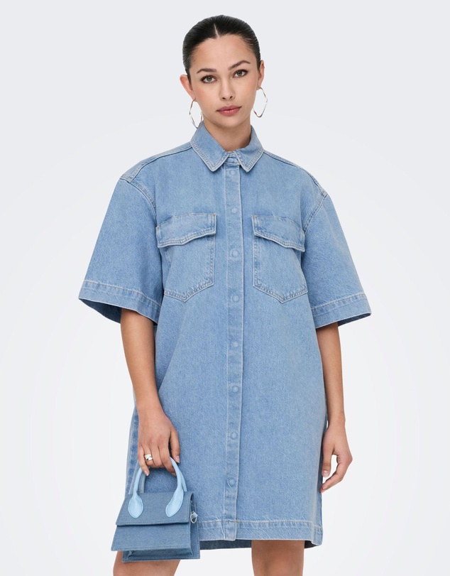 Sophie Oversized Denim Shirt Dress by ONLY Online | THE ICONIC