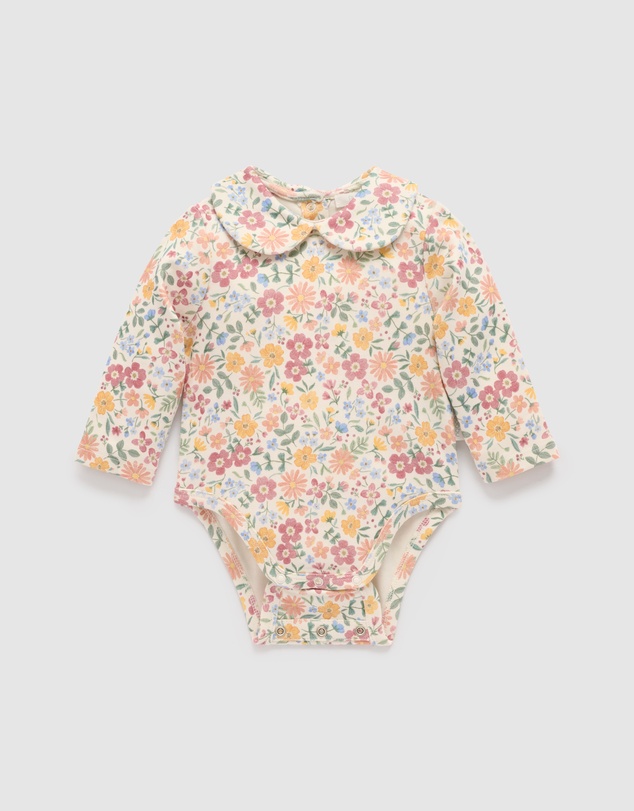 Purebaby - Wild Flower Collar Bodysuit -Kids-Babies