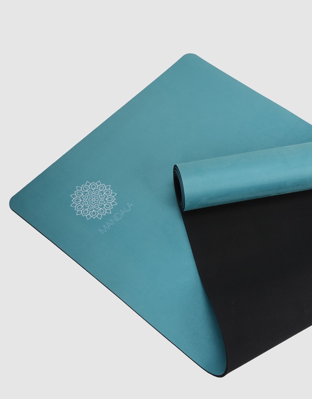 Mandala - Mandala Yoga Mat Premium Bundle, Includes Yoga Mat 188cm H x 61cm W, Yoga Strap & Steel Hydration Bottle - Teal