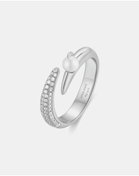 Ania Haie - Silver Sparkle Pearl Crossover Adjustable Ring