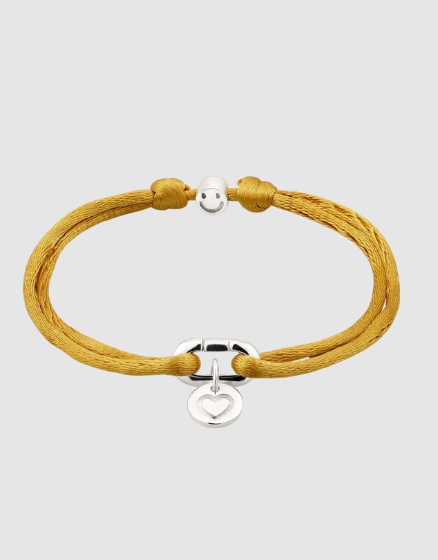 Elli Jewelry - Heart Charm Yellow Satin Bracelet