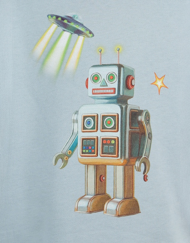Fleur Harris - 'Out of This World' Robot Sweater in Dusty Teal