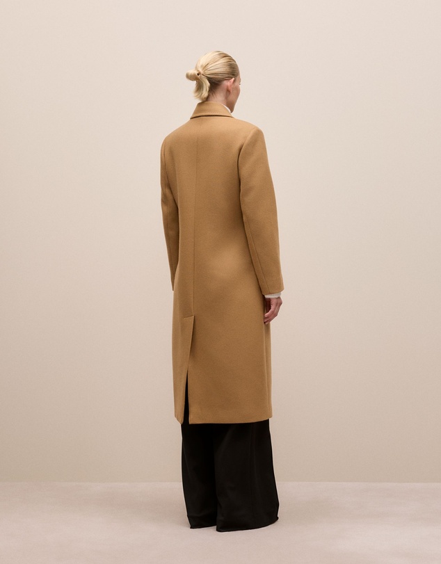 Trenery - Italian Wool Cashmere Longline Coat in Dark Camel