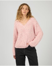 All About Eve - Devon V Neck Jumper Pale Pink