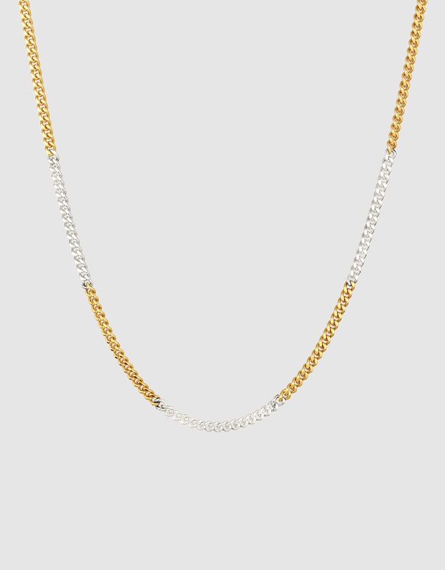 Kuzzoi - ICONIC EXCLUSIVE - Necklace Male Curb Chain 925 Sterling Silver Bicolor