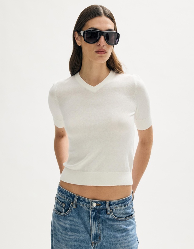 Minima Esenciales - Rilo Organic Cotton Cashmere V Neck T-Shirt