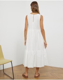 Atmos&Here - Hope Linen Blend Tiered Midi Dress