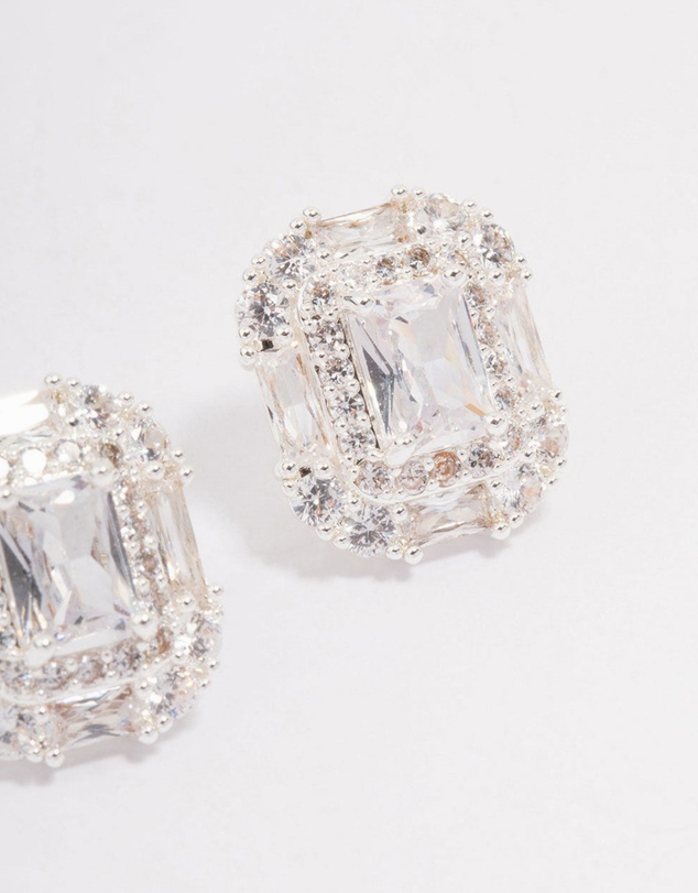 Lovisa - Silver Multi Cubic Zirconia Square Stone Stud Earrings
