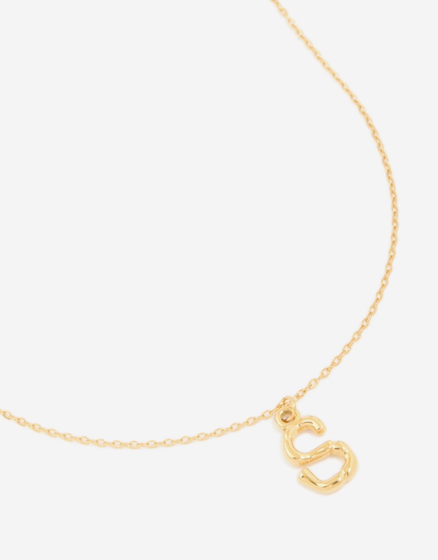 Lovisa - Waterproof Gold Plated Stainless Steel Bamboo Letter S Necklace