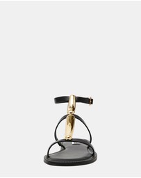 Steve Madden - Alma Black Leather Sandals