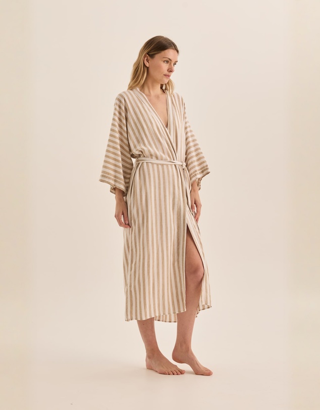 Gingerlilly - Sunny Natural Stripe Linen Robe