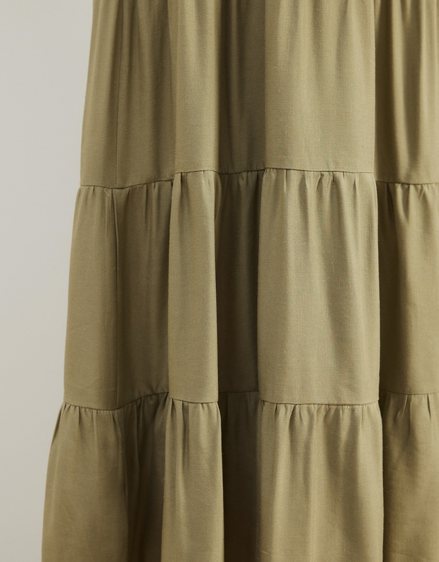 Atmos&Here - Elenora Linen Blend Tier Maxi Skirt