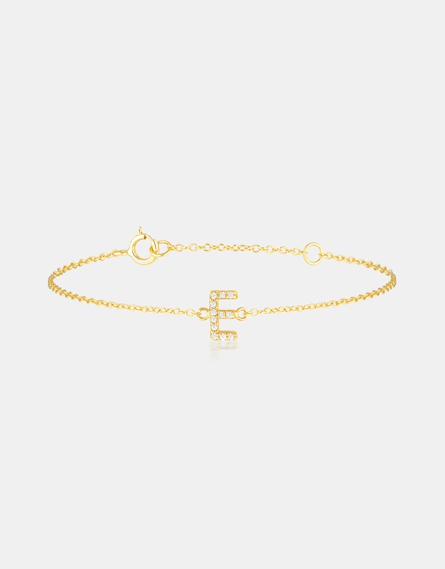 The Silver Collective - A-Z Letter Bracelet Gold - E