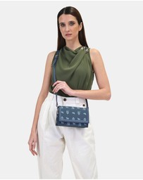 Pierre Cardin - Pierre Cardin Canvas Print/Leather Trim Flap Cross-Body Bag