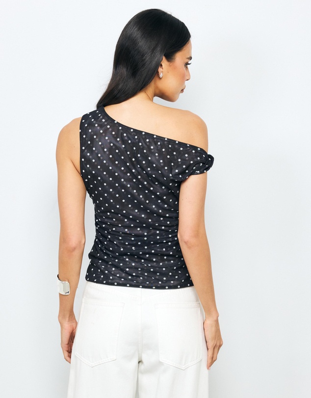AERE - Chloe Mesh SS Off Shoulder Top
