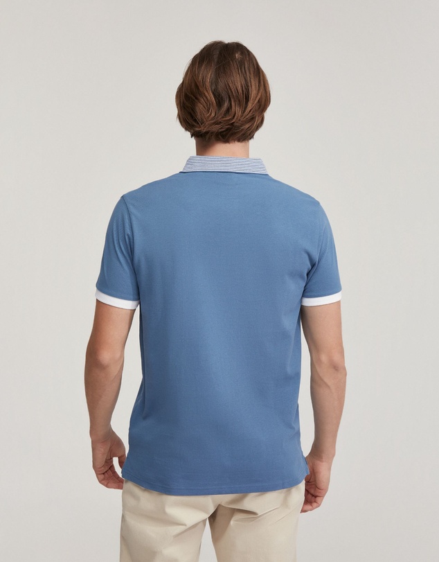 Oxford - Dylan Striped Collar Pique Polo