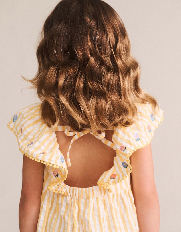 Huxbaby - Flower Field Stripe Shirred Dress - Babies-Teens