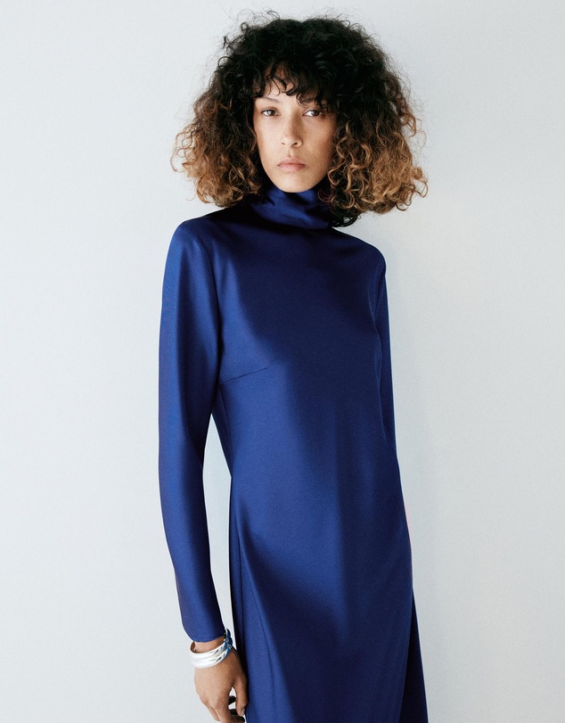 M.N.G - Satin High-Neck Dress