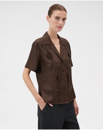 Oroton - Ribbon Trim Silk Camp Shirt