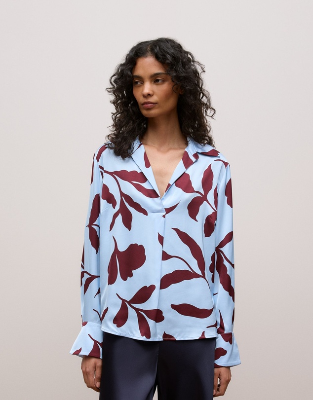 Trenery - Karra Satin Popover Blouse in Sky