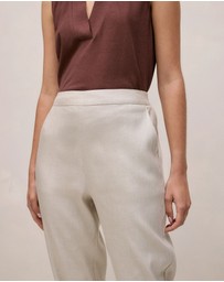 Trenery - Stretch Linen Blend Pull On Pant in Flax