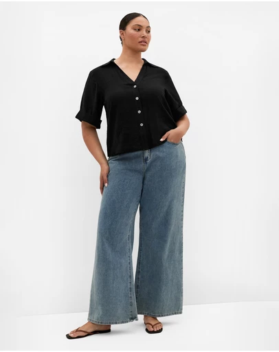 City Chic - Plus size Annie Relaxed Shirt - black