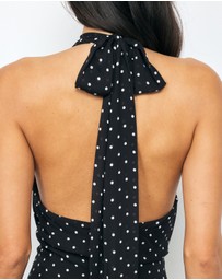 AERE - Leah Spot Halter Maxi Dress